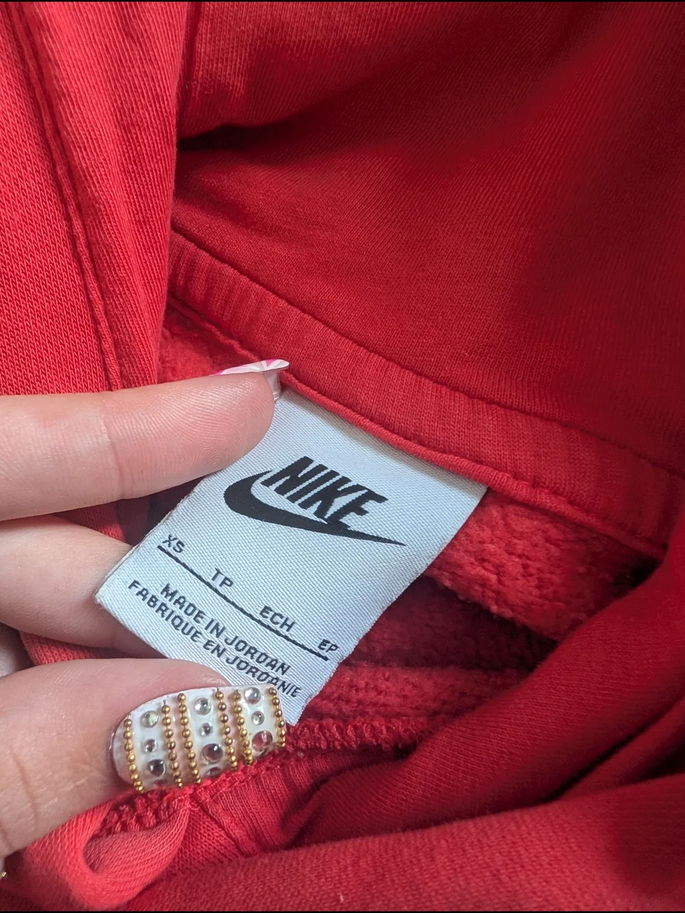 Nike Red Fleece-Lined Pullover Hoodie with White Logo